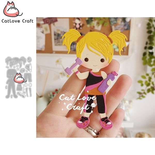 Lifting dumbbells fitness girl Metal Cutting Dies Scrapbooking Stencil Die Cuts Card Making DIY Craft Embossing New Die For 2021