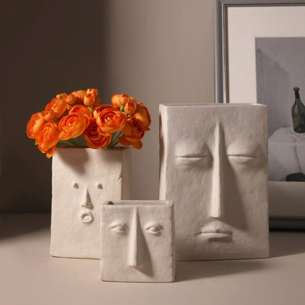 Creative Ceramic Vase Art Face Vase Decoration Living Room Home Soft Decoration Home Bedroom Flower Vases