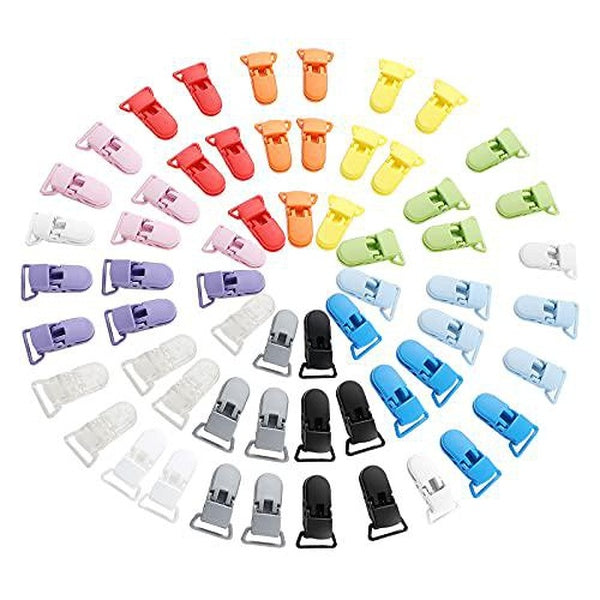 20 Pieces Pacifier Clips Holders Plastic Suspender Clips for Pacifiers Baby Pacifier Clips for DIY Teething Toys Baby Blankets Bib, Mixed Random Colo