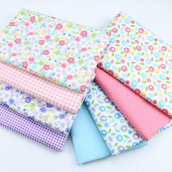 8 Pcs-lot Idyllic Small Floral Printed Cloth Cotton Twill Fabric DIY Handmade Tissu Fat Quarter Bundls of Quilting Patchwork Sewing Scrapbooking Teci