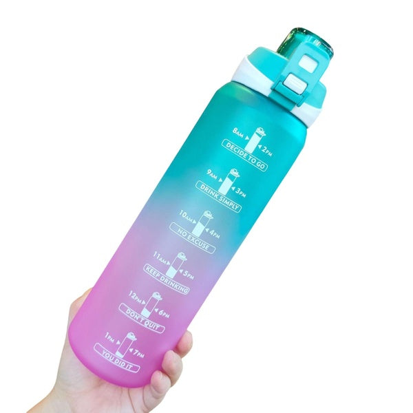 Bouteille d'eau Inspiration de 32 oz avec horodatage et filtre à fruits, bouteille d'eau non toxique de 1 L, sans BPA, parfaite pour le fitness et le