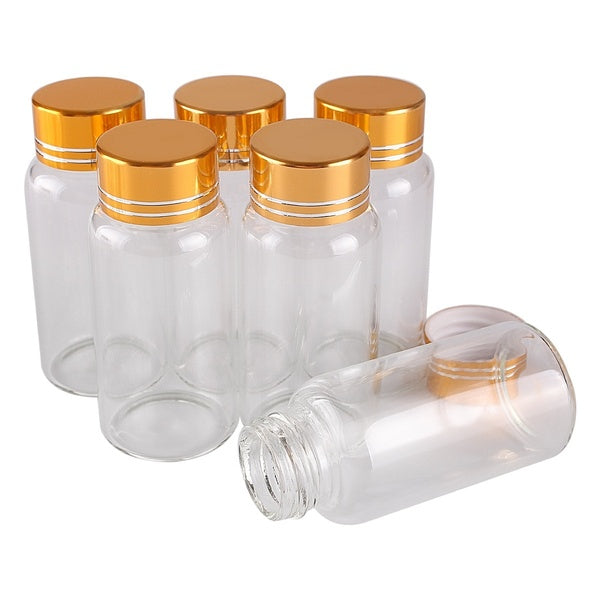 5 pieces 20ml 27*58mm Glass Bottles with Golden Caps Mini Glass Bottles Tiny Jars Vials for DIY Crafts Wedding Gift