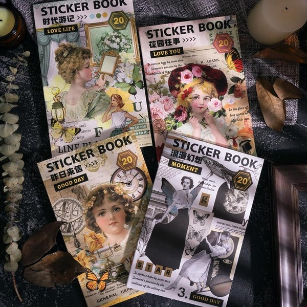 4 Styles 20 feuilles Vintage journal autocollants faciles à poser Scrapbooking Art artisanat décoration matériel autocollants