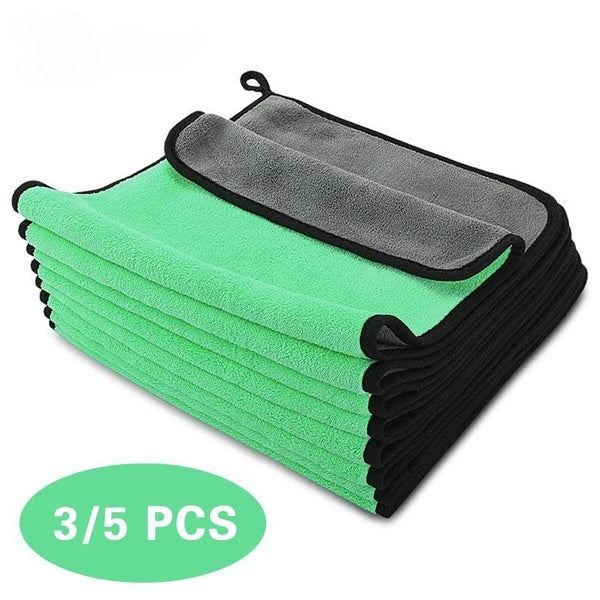 3-5 pcs 400g-m² Extra Soft Car Wash Microfiber Towel Car Cleaning Drying Cloth Car Care Cloth Green wipe Car Wash Towel