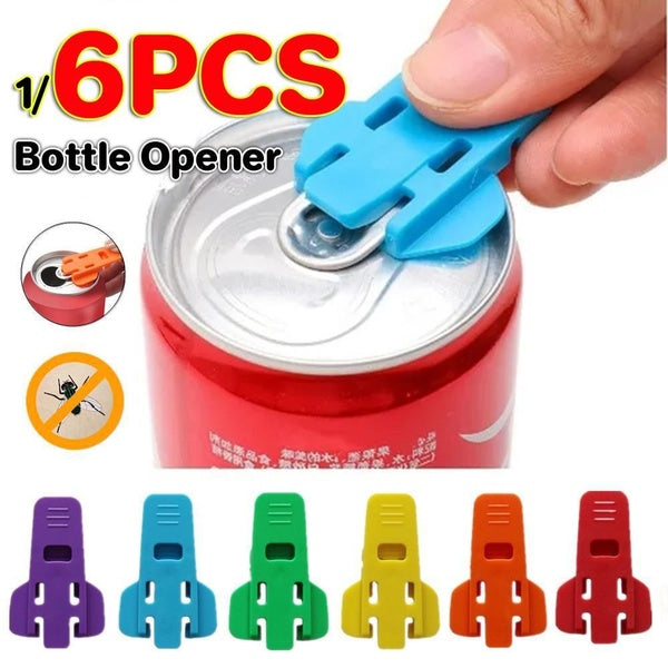 1-6pcs Simple Portable Bottle Opener Reusable Easy Can Opener Sealed Drink Beer Cola Opener Lid Remover Kitchen Supplies Camping Tools