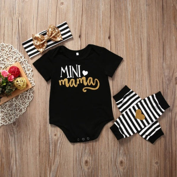 3pcs Baby Girls Clothing Set Newborn Infant Kids Baby Girl Romper+Leg Warmer+Headband Clothes Outfit Set