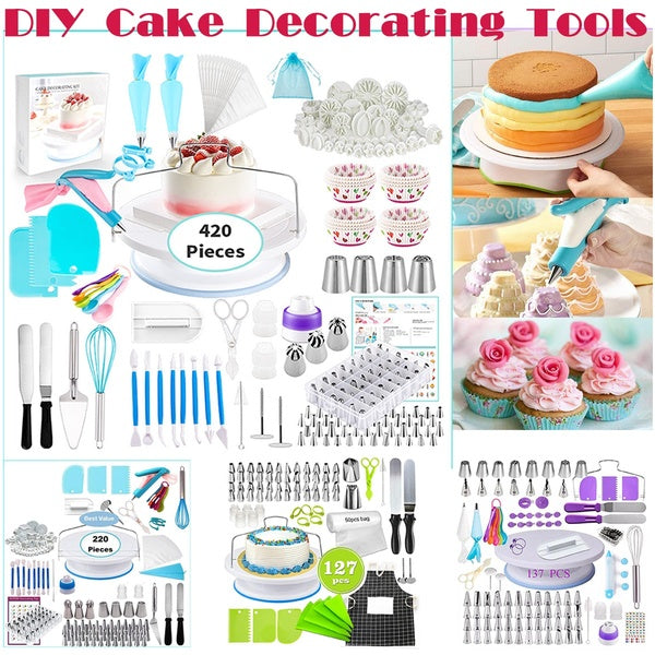 127-137-220-420 pièces bricolage gâteau décoration boulangerie outils Kit gâteau plateau tournant buse ensemble pâtisserie Tube Fondant outil cuisine