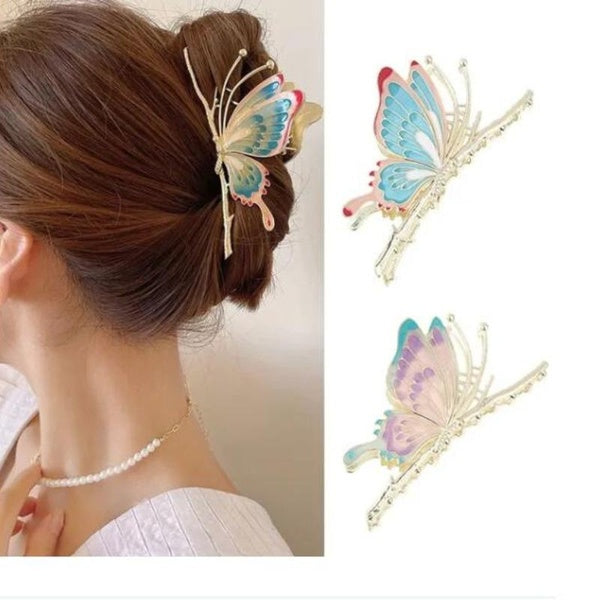 Vintage Painted Butterfly Hair Claws Luxury Hair Clips for Women Girl Crab Fashion Barrette Headwear Hair Accessories Matron Inn