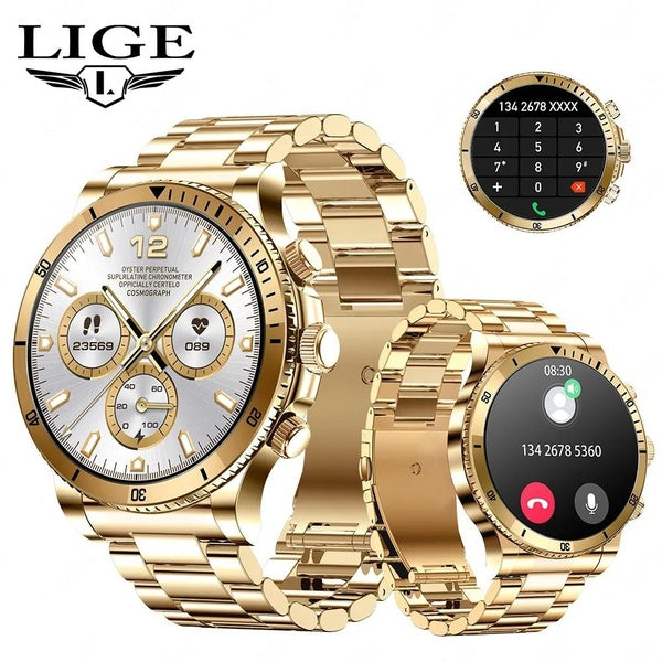 LIGE AI commande vocale montre intelligente hommes Sport de plein air Fitness Bracelet Bluetooth appel fréquence cardiaque traqueur de pression artér