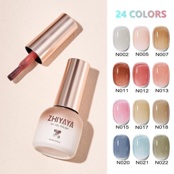 1Pcs 8ml Candy Nude Pink Skin Color Jelly Transparent Gel Nail Polish Soak Off Gel Nail Art UV Gel Polish Lacquer