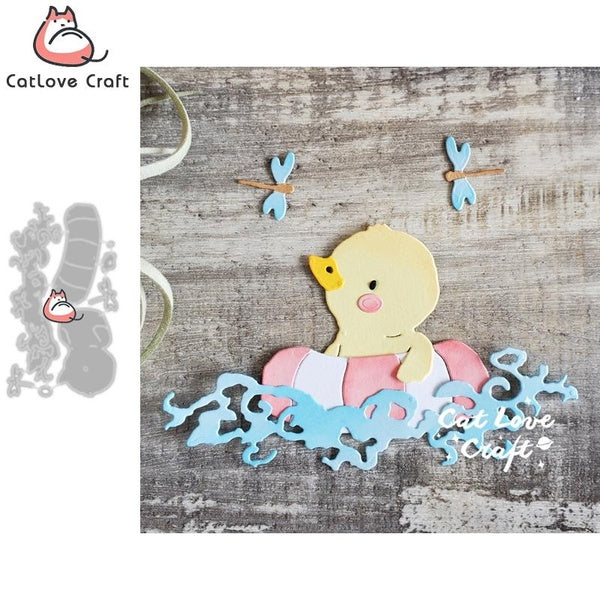 Catlove - matrices de découpe en métal, anneau de natation, canard d'été, pochoir de Scrapbooking, découpe de cartes, fabrication de cartes, bricolag