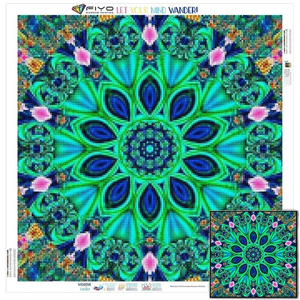 FIYO Mandala DIY 5D Diamond Painting Full Drill with Number Kits Home and Kitchen Fashion Cross Stitch Embroidery Paintings Canvas Pictures Wall Deco