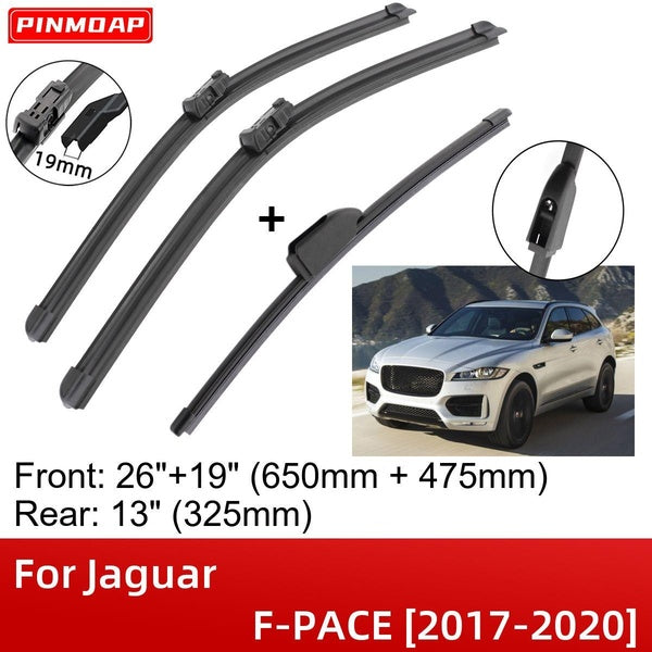 Car Wiper Blades For Jaguar F-PACE 2017-2020 26" 19" 13" Front Rear Wiper Blades Brushes Cutter Accessories 2017 2018 2019 2020