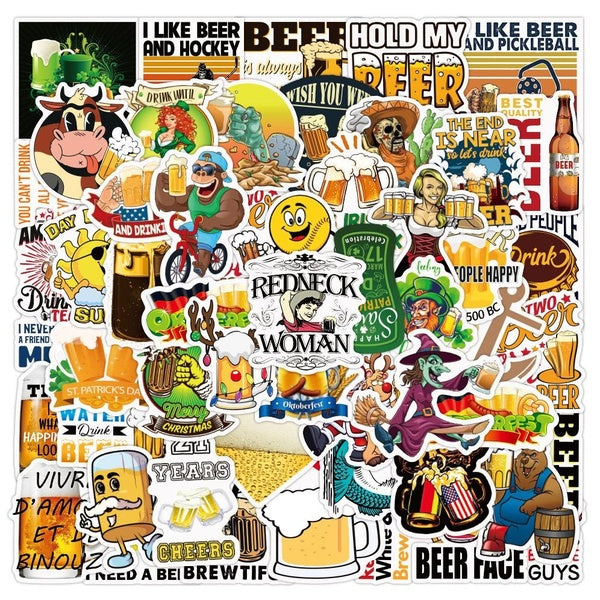 10-50Pcs Funny Beer Stickers Graffiti Sticker Decoration Suitcase Trolley Case Laptop Guitar Thermos Waterproof Sticker