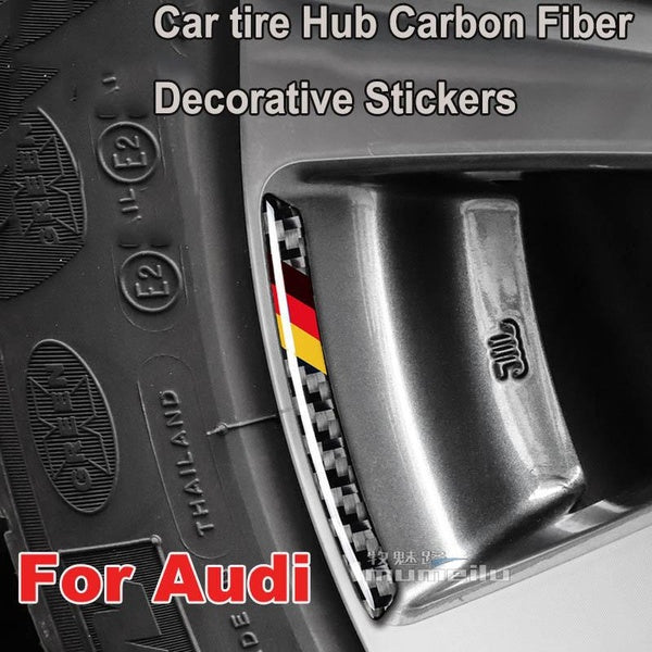 Carbon Fiber Emblem Sticker Car Tire Wheel Rim Hub Rearview Mirrors For Audi A3 A4 A5 A6 A7 S3 S4 S5 S6 S7 S8 Q1 Q2 Q3 Q5 Q7 TT RS3 RS4 RS5 RS6