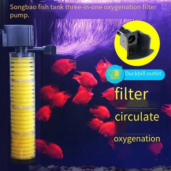 Fish Tank Filter Mute Three-in-one Built-in Submersible Pump Aquarium Oxygen Machine Fish Tank Filter Pump Aquarium Accessories