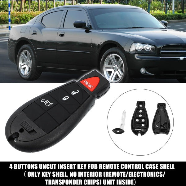 4 Button Replacement Key Fob Case Keyless Entry Remote Key Shell Cover for Dodge Dart 2013-2016 for Chrysler 300 2008-2010 with Blade No Chip