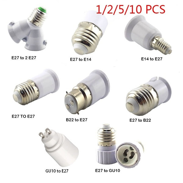1-2-5-10PCS LED Light Bulb Base Converter Plug Adapter B22 E27 E14 GU10 Flame Retardant Material for Home Light
