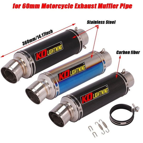 Tubes de pointe de silencieux d'échappement de moto 2.36 pouces tueur de DB amovible pour tuyau de silencieux en acier inoxydable en fibre de carbone