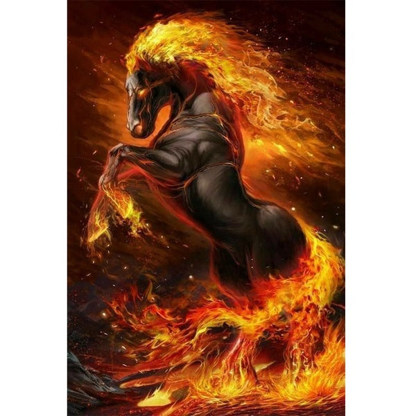 5D DIY Diamond Painting Kits for Adults Full Drill Animal Flame Horse Cross Stitch Arts Craft Canvas for Home Wall Decor Gift