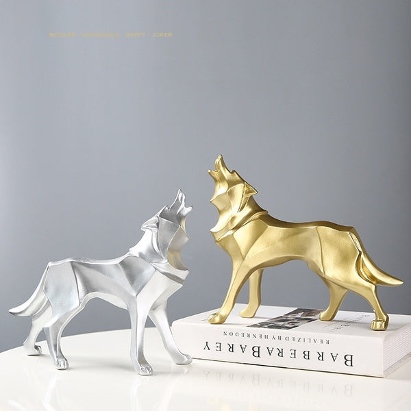 Wolf Standbeeld Abstract Geometrische Animal Sculpture Home Office Desktop Decoratie furniture