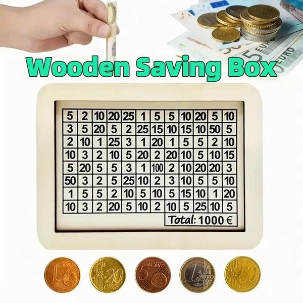 Boîte d'économie d'argent en bois faite à la main, tirelire, compteur d'objectifs, pot réutilisable rétro personnalisé, boîte de rangement de pièces