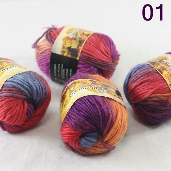 SALE 4ballsX50g NEW Chunky Colorful Hand Knitting Scores Wool Yarn 801 Bisque Orange Purple Turquoise Professional sales of yarn, please pay attenti