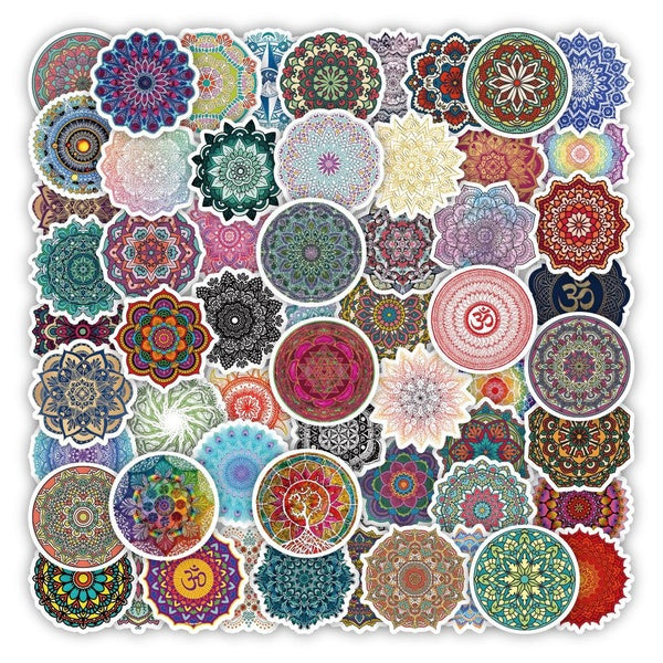 10-60pcs Mandala stickers Mandala Flowers for DIY Luggage Laptop Skateboard Motorcycle Bicycle Stickers