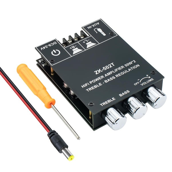 100W Bluetooth 5.0 Amplifier Board with Treble and Bass Control, TPA3116D2 50Wx2, Bluetooth AMP Board for Home Passive Speakers