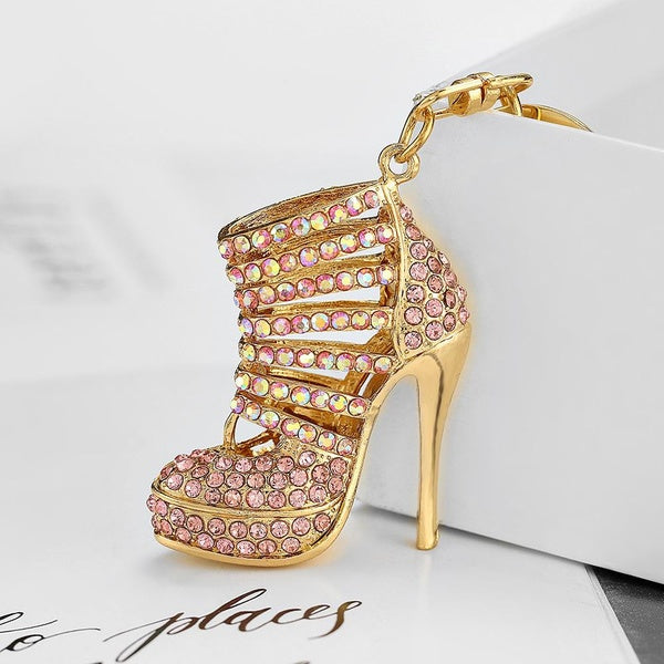 Fashion High Heel Shoes Pendant Keychain Rhinestone Keyring Key Holder Decor Charms Bag Car Key Ring Ornaments Pendant