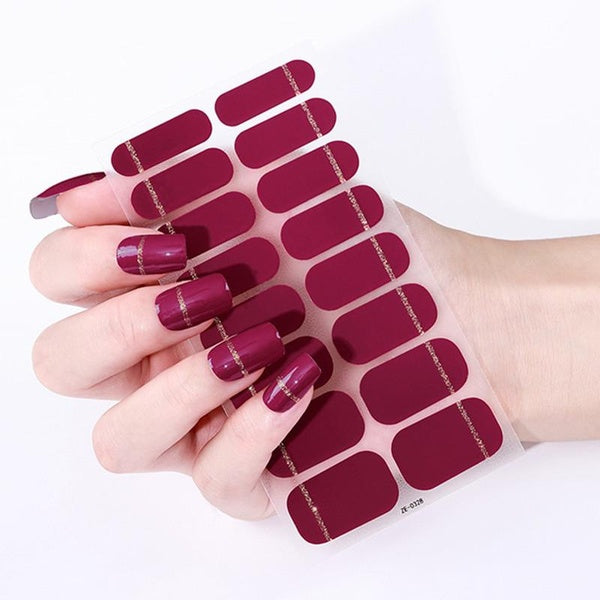 10 Styles Solide Couleur Glitter Nail Stickers Mode Nail Wraps Auto-Adhésif Manucure Décoration Nail Strips Nail Sticker Set Nail Art