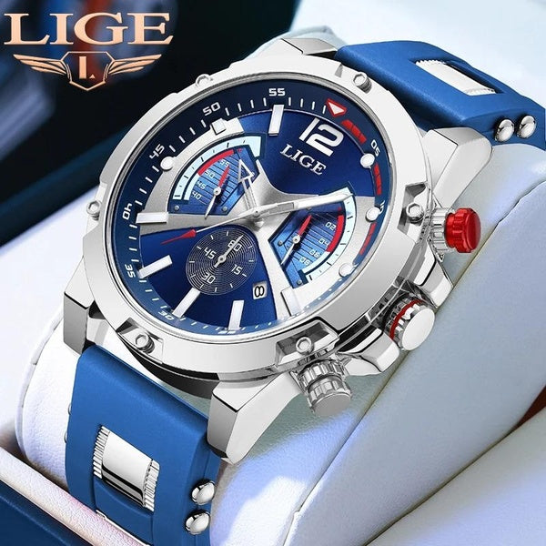LIGE chronographe montre de luxe pour homme Sport militaire hommes montres à Quartz étanche lumineux Date montre-bracelet mâle horloge Reloj + boîte