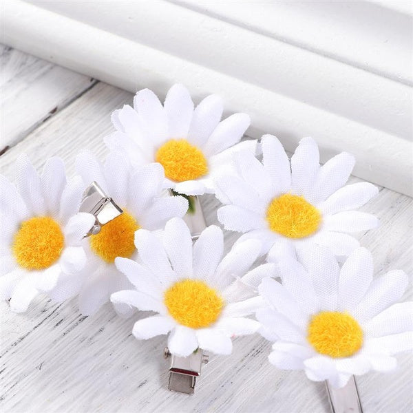 10pcs-lot Daisy Hair Clip, White Flower Fabric Hair Clip, Duckbill Clip, White Daisy Hairpin,Cute Hair Clip Hair Accessories for Girls Matron Inn