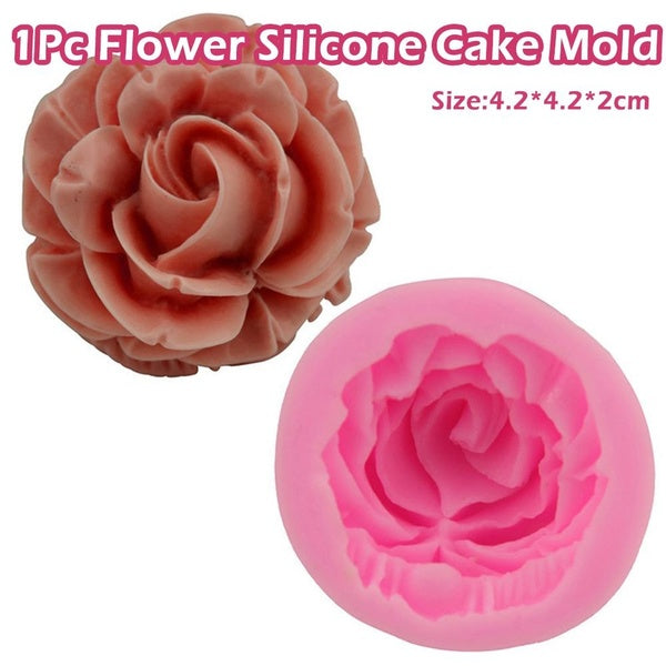 1Pc 3D Bloom Flower Silicone Cake Fondant Mold Cupcake Jelly Candy Chocolate Decoration Baking Tool Moulds