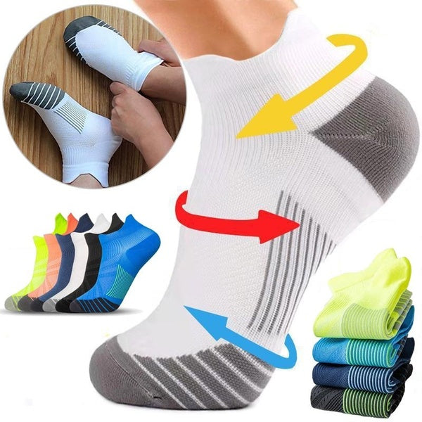1Pair Ankle Compression Sock for Men and Women, Low Cut Compression Running Sock with Ankle Support, Breathable Athletic Socks