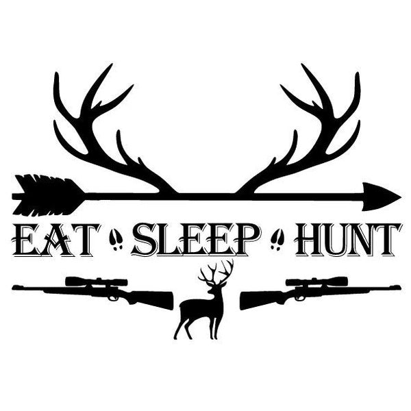 Set of 2 Eat Sleep Hunt Deer Bow Hunting Vinyl Sticker Decal