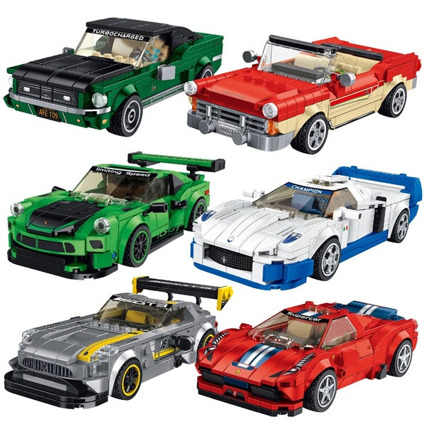 PANLOS City GP2 Super Racing WRC Best Driver Champion Model GT Speed Car DIY Children's Toy Sticker Gift Building Blocks