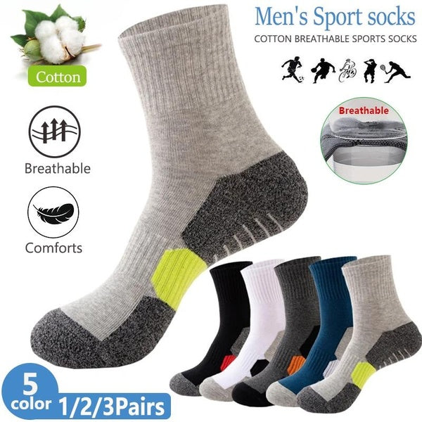 1-2-3 Pairs Winter Men Socks Cotton Black Leisure Business Long Socks Walking Running Hiking Thermal Socks For Male Plus Size