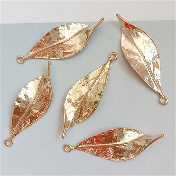 Gold-Metal Charms Stamping Leaf Earring Charms Pendants DIY Floating Charms for Jewelry Making