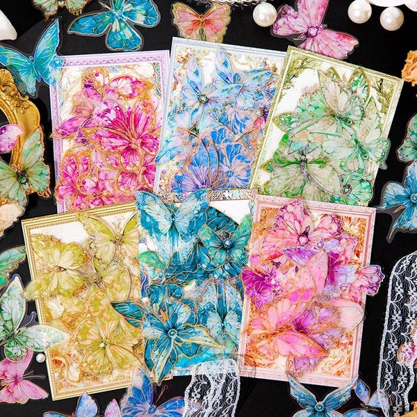 20 Pcs Papillon PET Autocollants Décoration Matériel Parfait pour Album Journaling Bricolage Scrapbooking Fournitures