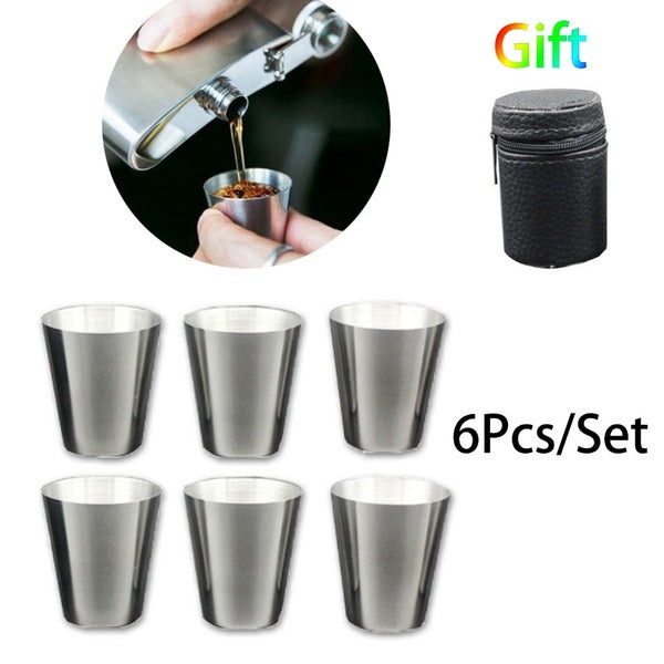 4Pcs-6Pcs 30ml Outdoor Stainless Steel Travel Cup Sets Wine Whisky Cups Sets