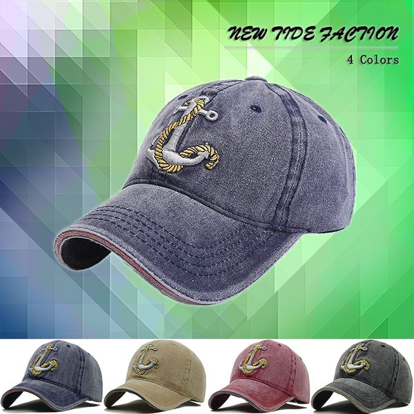 Le nouveau navire ancre lavage à l'eau broderie casquette de baseball lavage à l'eau rétro casquette de loisirs hommes chapeau de soleil en plein air