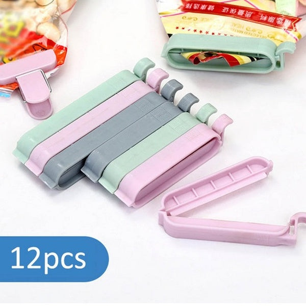 12Pcs Bag Clips Vacuum Sealing Clamp Food Grade Snack Bag Clips Portable Plastic Kitchen Tool Sealer Mini Food Storage Bag clips