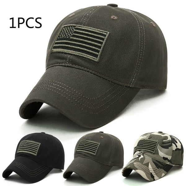 New Men USA Flag Camouflage Baseball Cap Army Embroidery Cotton Tactical Snapback Dad Hat Male Summer Sports America Trucker Cap