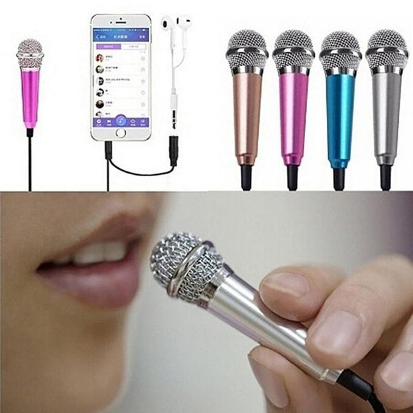 Mini microphone KTV karaoké Portable, petit micro de chant, prise 3.5mm, adapté aux téléphones Android, iPhone,iPad, ordinateurs portables