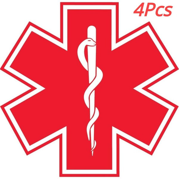 4X Star of Life Vinyl Sticker Decal Sign Red Medical Paramedic EMS EMT