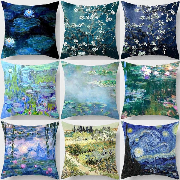 Water lily night view color home decoration printing pillowcase (45 * 45cm)