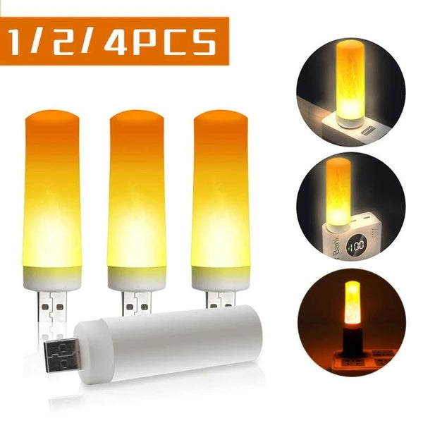 1pc-2pcs-4pcs USB Interface Plug-in LED Flame Light, Orange Flickering Flameless Candles Night Light for Home Decor Reading Sleeping Dating Camping