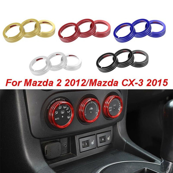 Aluminum Alloy Air Conditioner Knob Switch Ring Cover for Mazda 2 2012-Mazda CX-3 2015