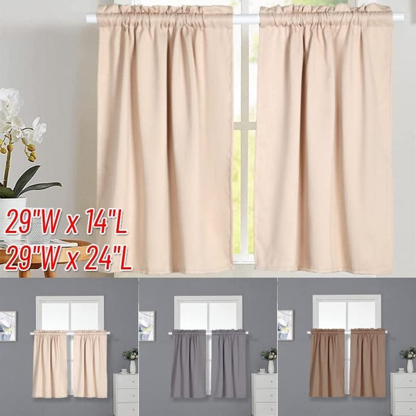 2 Panels Kitchen Window Curtains - 29"W X 14"L-29"W X 24"L Blackout Privacy Half Window Curtains for Bedroom Bathroom Dining Living Room Cafe Office